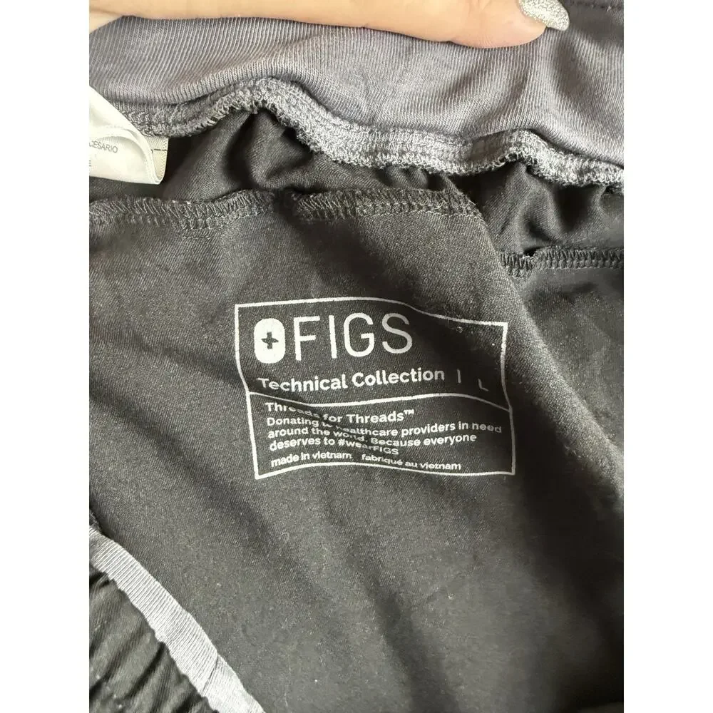 Figs Pants Womens L Mari Black Joggers Stretch Technical Collection Scrubs